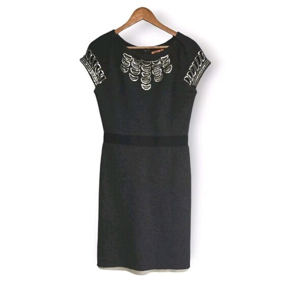 Tory Burch Minnie Sheath Dress Womens Small Black Embellished Wool Lined - Picture 1 of 12